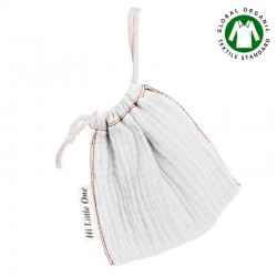 Hi Little One - Woreczek na smoczek z organicznej BIO bawełny GOTS muslin pacifier bag White