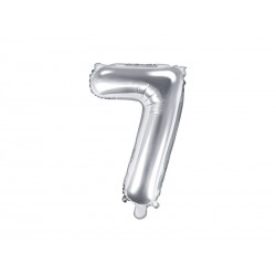 Balon foliowy Cyfra ""7"", 35cm, srebrny