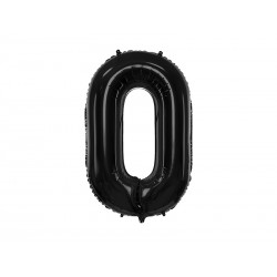 Balon foliowy Cyfra ""0"", 86cm, czarny (1 karton / 50 szt.)