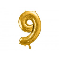 Balon foliowy Cyfra ""9"", 86cm, złoty