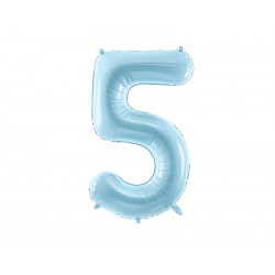Balon foliowy Cyfra ""5"", 86cm, jasny niebieski