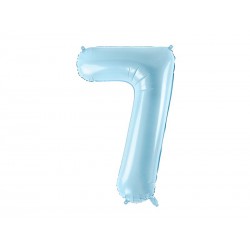 Balon foliowy Cyfra ""7"", 86cm, jasny niebieski (1 karton / 50 szt.)