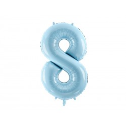 Balon foliowy Cyfra ""8"", 86cm, jasny niebieski
