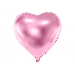 Balon foliowy Serce, 61cm, jasny róż (1 karton / 50 szt.)
