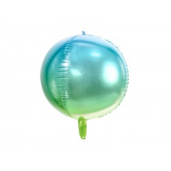 Balon foliowy Kula ombre, niebiesko-zielony, 35cm (1 karton / 50 szt.)