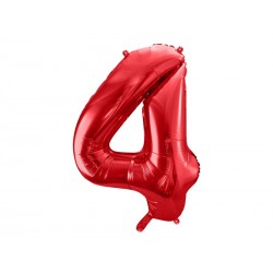 Balon foliowy Cyfra ''4'', 86cm, czerwony