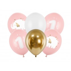Balony 30 cm, Roczek, Pastel Pale Pink (1 op. / 6 szt.)