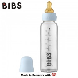 BIBS - Antykolkowa Butelka Szklana dla Niemowląt 225 ml BABY BLUE