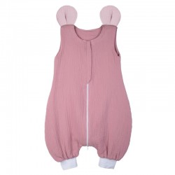 Hi Little One - śpiworek piżamka z bawełny muslin MOUSE Baby Pink&Blush roz S