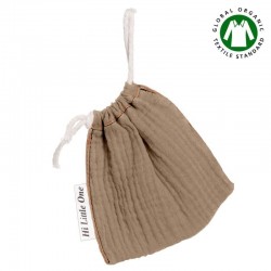 Hi Little One - Woreczek na smoczek z organicznej BIO bawełny GOTS muslin pacifier bag Dark Oak Light