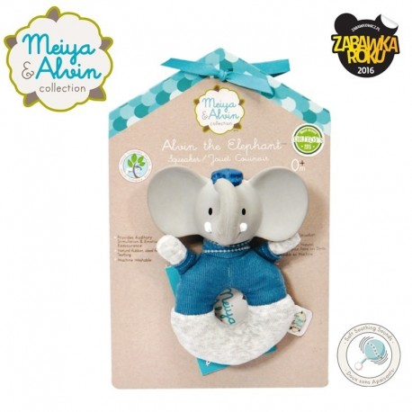 Meiya & Alvin - Alvin Elephant Soft Rattle with Organic Teether Head