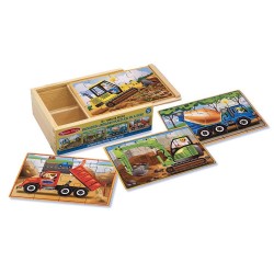 Puzzle drewniane – Pojazdy budowlane 4 obrazki